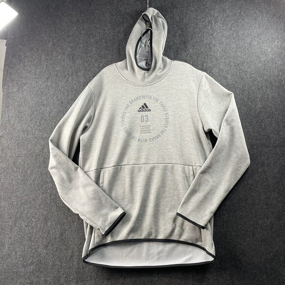 ADIDAS Gray Team Issue Badge Of Sport Hoodie Sweatshirt Mens Large EUC - Picture 1 of 9